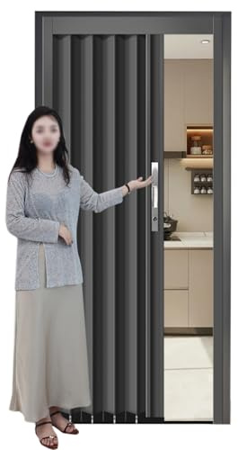 Puerta corredera Separador De Habitaciones Estilo Japonés Puertas Correderas Tipo Granero 200 180 150 140 130 120 100 90 80 70 60 CM De Ancho, Puerta Plegable Con Cerradura(Grey(WxH),201x203cm)