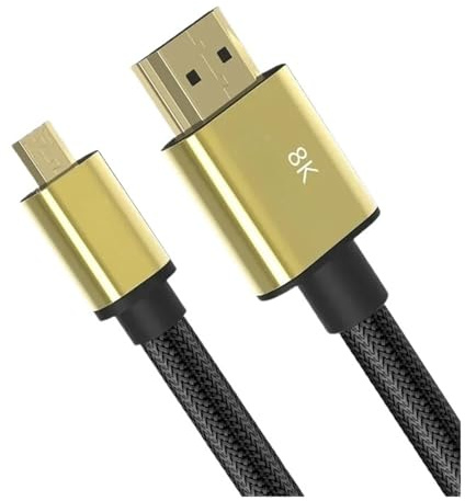 Câble Micro HDMI Vers HDMI 2.1-8K/1080p 3D, Compatible Avec GoPro Hero 7/6/5, Compatible Avec Sony A6000/Nikon/Canon, Appareils Photo(5m)