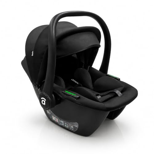 Silla de auto recién nacido (Grupo 0+) i-Size a contramarcha | Homologada ECE R129, reposacabezas 8 posiciones, reductor incluido, capota extensible, ultraligera 2,80 kg | Mimmo Negra Asalvo