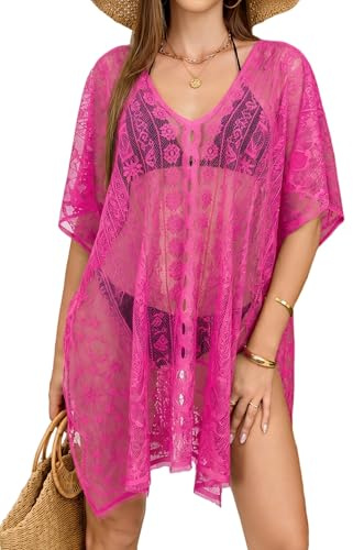 coonis Copricostume Donna in Pizzo con Scollo a V, Cover Up per Costume da Bagno e Bikini, Vacanza