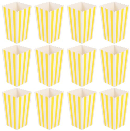 Sewroro 12 Stück Popcorn Geschenkboxen aus Papier in Gelb Party Snackbehälter für Filmabend und Snackgeschäfte Frisches Design und Delicate Verarbeitung