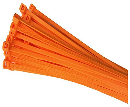 100 x Fluorescent Orange Cable Ties 200 x 4.8mm / Extra Strong Zip Tie Wraps