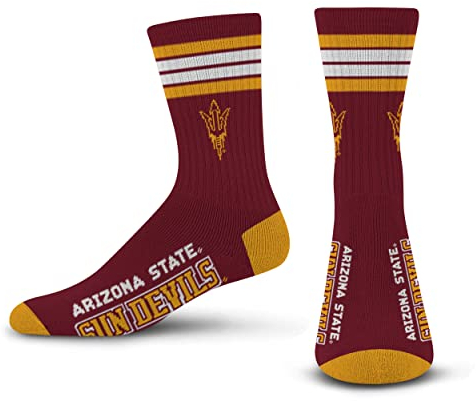 For Bare Feet Herren NCAA 4-Streifen Deuce Crew Socken, Herren, Arizona State Sun Devils, Large (10-13)