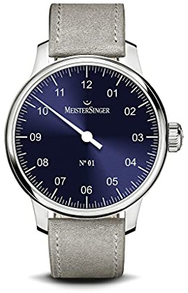 MeisterSinger Herren Klassiker Nr. 1 Handaufzug Sellita Sunburst blau AM3308