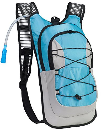 Equipped Outdoors Survival Hydration Pack - 2 Liter Water Bladder with Extra Large Storage Compartment, Blue
