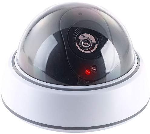 VisorTech Kamera Attrappen: Dome-Überwachungskamera-Attrappe mit durchsichtiger Kuppel und LED (Kamera Fake, Überwachungskamera Dummy-Attrappen, Alarmanlage)