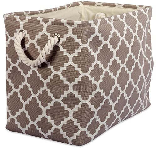 DII Printed Polyester Storage Bin -Large Rectangle, Brown Lattice