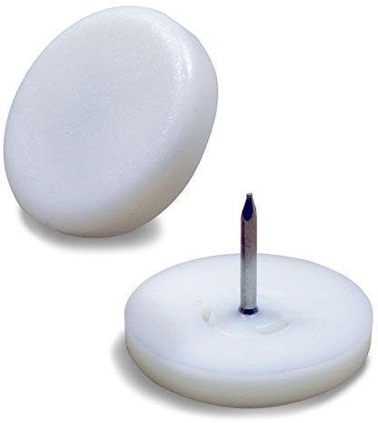 Ajile® - Lot de 24 pièces - Patin glisseur à clouer diam. 18 mm en plastique BLANC - FCL218