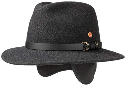 Mayser Georgia Outdoorhut Traveller Filzhut Ledergarnitur Ohrenklappen Herren Herbst Winter Made in EU anthrazit 55 cm