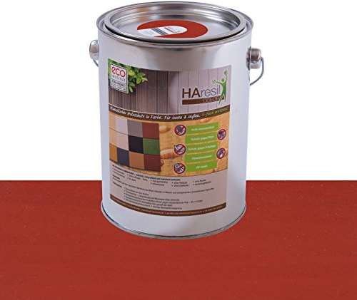 Bio Holzschutz farbig Rostrot Holzschutzlasur HAresil Color 2kg Eimer Wetterschutzfarbe Dauerschutzfarbe matt Holzwurmfrei,Pilzbekämpfung für Innen und Außen (Rostrot)