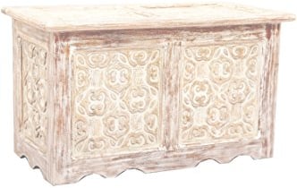 Marrakesch Vintage Deko Sitzbank mit Stauraum aus Holz 80cm groß | Truhe Holzkiste mit Deckel Ceyda als Schlafzimmer Wohnzimmer Möbel | Bank Schuhbank mit Sitzfläche für den Flur als Flurmöbel