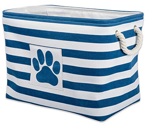 Bone Dry Striped Paw Patch Bin, Large Rectangle, Navy