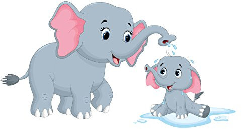 PrimeStick Premiumdesign Wandtattoo Wandsticker Elefanten Mama und Kind Fuer das Kinderzimmer farbig #143C bis 120x65cm