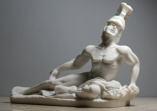 Alabaster Statue Dying Achilles Trojan War Hero Skulptur Handmade Nude Male