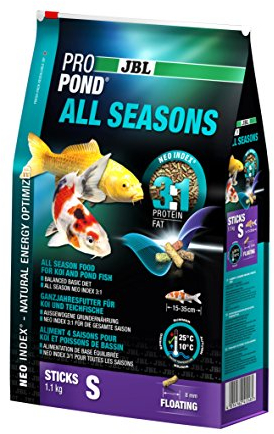 JBL Nourriture standard pour Koïs, Bâtonnets Alimentaires Flottants, Nourriture de saison, ProPond All Seasons, Taille: S, 1,1 kg