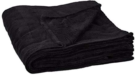 Relaxdays Kuscheldecke extragroß aus Polyester, Fleece, bei 30°C waschbar, HBT: 1 x 200 x 220 cm, schwarz