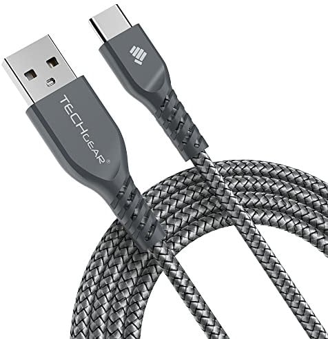 TECHGEAR Extra Long 2m/6.5ft STRONG High Durability Braided USB C Charging & Sync Cable Compatible with Samsung S25 S24 S23 S21 S20 FE A14 A15 A16 A25 A34 A55 A53 A05s Moto, Honor, Oppo, Xiaomi etc