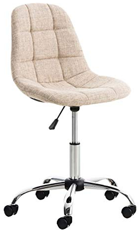 CLP Bürostuhl Emil I Höhenverstellbarer Drehstuhl Mit Stoffbezug Und Metallgestell In Chromoptik I Schreibtischstuhl Mit Gestepptem Sitz, Farbe:Creme