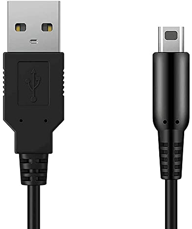OcioDual Cargador 3ds, 2ds, dsi, Cable de Carga USB 1,2m Compatible con Consolas DSi, DSi XL, Adaptador de Alimentación USB, Cable Cargador 2ds, Negro