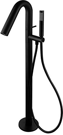 StoneArt Freistehende Armatur Badewanne Standarmatur Badewannenarmatur Wasserhahn Badezimmerarmatur Wannenarmaturen Bodenmontage mit Montagebox Yaan 730678 schwarz, matt