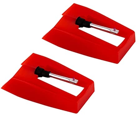 Luter 2 Pièces Tourne Disque Aiguille Tourne Disque Aiguilles Tourne-Disque Stylet Remplacement Saphir Diamant Platine Vinyle pour Tourne-Disque Vinyle (Rouge)
