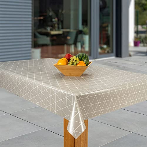 laro Wachstuch-Tischdecke Abwaschbar Garten-Tischdecke Wachstischdecke PVC Plastik-Tischdecken Eckig Meterware Wasserabweisend Abwischbar, Muster:Prisma grau - weiß, Größe:140x220