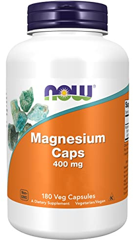 Now Foods, Magnesium Caps, 400 mg, 180 vegane Kapseln, Laborgeprüft, Mineralien, Glutenfrei, Sojafrei, Vegetarisch