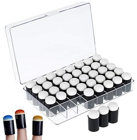 Adifare Finger Painting Sponges with Storage Box, 40Pcs Finger Sponge Daubers Set for Painting Drawing Ink Crafts Chalk