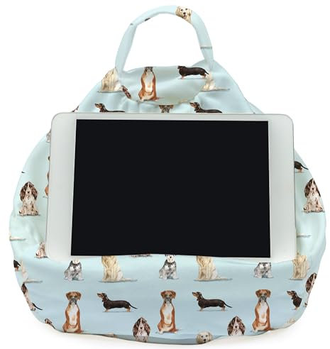Rooms By Me Dogs Tablet Stand Cushion for Tablets, eReaders, Smartphones and Books with Accesories Pocket | UK Made | Over 50 Designs