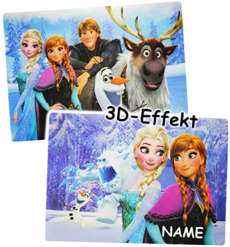 alles-meine.de GmbH 1 Stück Unterlage - 3-D Effekt__ die Eiskönigin - Frozen - incl. Name - als Tischunterlage/Platzdeckchen/Platzmatte - 42 cm * 29 cm - Malunterlage ..