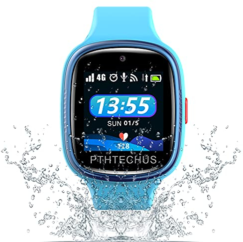 PTHTECHUS 4G Smartwatch Phone für Kinder, Videoanrufuhr, WIFI+GPS, Anti-Verlust, wasserdicht, IP67 und 72 Stunden, SOS-Wecker für das Spiel der Uhr für Kinder, Geschenk für Kinder 3-12 Jahre