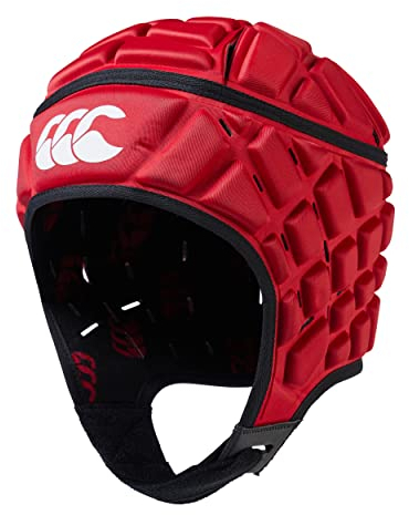 Canterbury CCC Rugby Raze Headguard, Scrum Cap, Full Coverage, Soft-Edged Chin Strap, Designed Holes Aid Ventilation, Foam Padding,Flag Red,XL