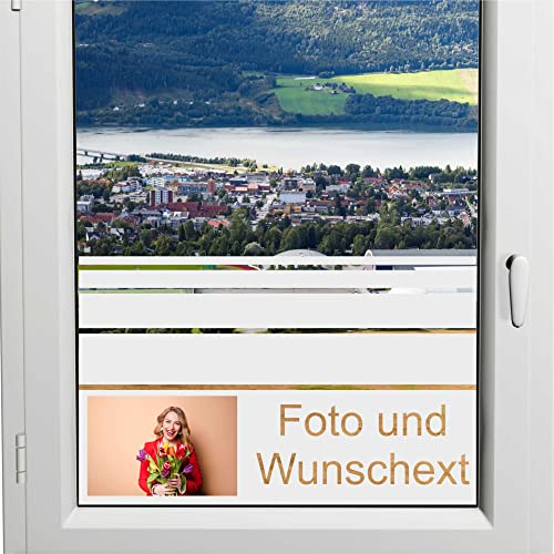 INDIGOS UG - Fensterfolie Blickdicht Küche mit eigenen Text - personalisiert mit Wunschtext & Foto - Milchglasfolie selbstklebend - Sichtschutzfolie Fenster im Bad, Kinderzimmer, Wohnzimmer