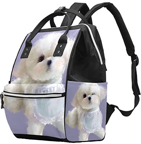 Multifunktionale Wickeltasche, große Kapazität, Wickeltasche, Rucksack für Mama und Papa, lässiger Rucksack für Geschäftsreisen, Kunstmuster, Blau, Mehrfarbig 05