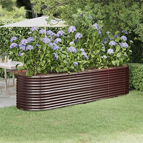 WIFESE Jardinière de Jardin Acier Enduit de Poudre 296x80x68 cm Marron Jardiniere Exterieur Grande Taille Jardiniere Balcon Jardiniere sur Pieds Carré Potager Rectangulaire Potager Balcon