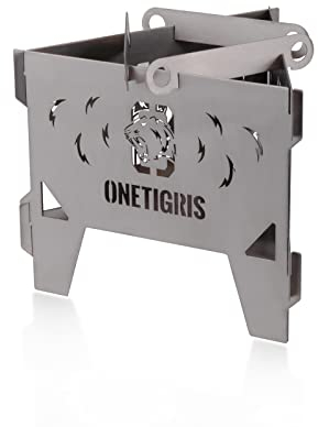 OneTigris Titan Campingkocher Holz, Holzofen klein Outdoor, Mini kompakt Hobo Kocher faltbar und winddicht mit Tragetasche für Camping Wandern Picknick BBQ, 420 g/0,93 LBS