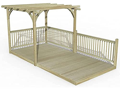 Forest Garden Ultima Pergola and Decking kit 4.8m with 3 x Balustrade 2 x Posts