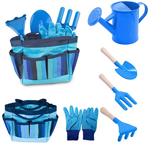 Evelure Gartenwerkzeug-Set für Kinder, Gartenwerkzeug-Set 6-teilig für Kinder mit Gießkanne, Gartenhandschuhe, Schaufel, Harke, Kelle