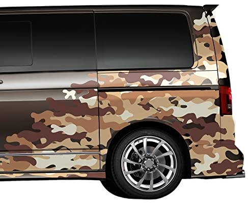 Finest Folia Auto Camouflage Matt Aufkleber Tuning Seitenaufkleber Sticker Set selbstklebend wasserfest zweiteiliges Set Zubehör RX048 (03 Braun)