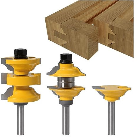 3pcs/set Classical Extended Tenon Entry Door Rail And Stile Router Bit Set 8mm 12.7mm Shank Entry Interior Tenon Door Router Bit Set ( Size : 8mm )