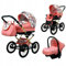 BabyLux® Bambini Passeggino Completo Set 3 in 1 - Margaret Gold - incl. Navicella, Canna, Seggiolino Auto - Carrozzina Neonati Sistema Combinato - con Borsa fasciatoio, Copertura antipioggia ecc.