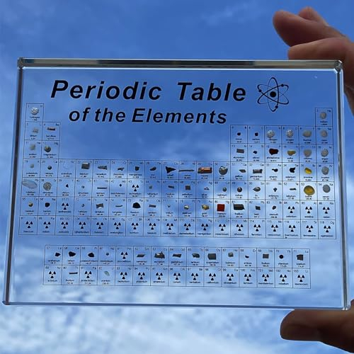 SOEPOTIX Periodic Table with Real Elements Inside, Acrylic Periodic Table with 83 Real Elements Samples 3D Periodic Table of Elements Gifts for Student Kids Adults Teacher Science Lovers