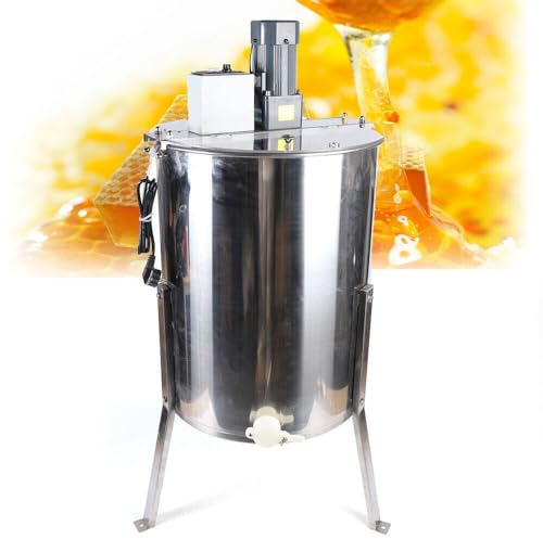 Essoreuse à miel électrique 140 W - En acier inoxydable - 4 nid d'abeille - 40 mm - Valve à miel 270 u/min - 35 x 42 cm - Taille nid d'abeille - Accessoires d'apiculture