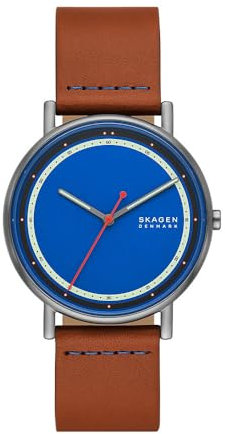 Skagen Herrenuhr Signatur Quartz/3 Zeigerwerk 40 mm Gehäusegröße mit einem Lederarmband SKW6899