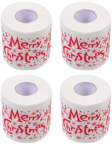 PRETYZOOM 4rollen Lagiges Weihnachtliches Toilettentuch Dekorative Papierrollen Festliche Servietten mit Weihnachtsmotiven Praktische Papiertücher für Tischdekoration