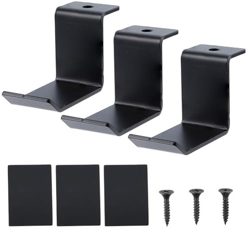 SUPERFINDINGS 3 Sets Controller Wall Mount Holder Iron Black Headphone Stand Headphone Hanging Hook Holder Under Table Bracket Clamps Desktop Controller Holder Stand for PS3/PS4/PS5 5x8.85x3.5cm