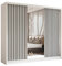 BEAUTY SOFA Helix - Schrank mit Spiegel - Kleiderschrank mit Schiebetüren und Lamellen - Garderobenschrank, Mehrzweckschrank, Flurschrank - 240cm breit - Weiß & Lamellenfarbe Schwarz
