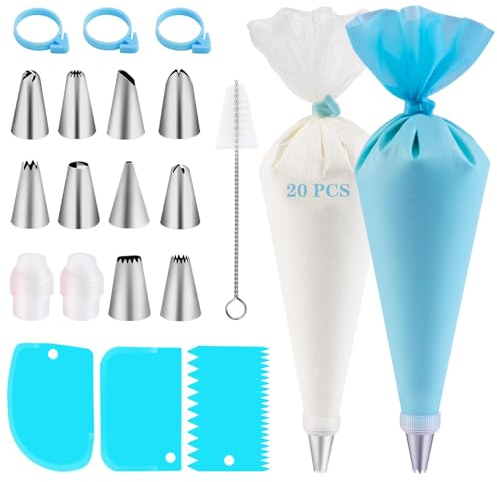 Juego de Decoración de Tartas,40 PCS Boquillas Manga Pastelera Manga Pastelera Bolsas de Tubería de Silicona para Kit Reposteria Reposteria Utensilios