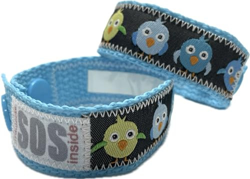 SOS-Armband Piepmatz türkis, Notfallarmband mit Telefonnummer für Kinder