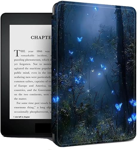 Étui pour Kindle Cover pour E Book Protective, Étui pour Kindle Paperwhite 6Ème/7Ème Génération (Version 2012/2013/2015/2017) - Housse avec Veille/Réveil - Papillon De La Jungle